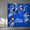 ABONAN Merry Christmas Shower Curtain Blue Christmas Balls Snowflake Winter Holiday Happy New Year Dream Xmas Ball Fabric Bathroom Curtains Decor Set with Hook(67" Wx70 H) view 2