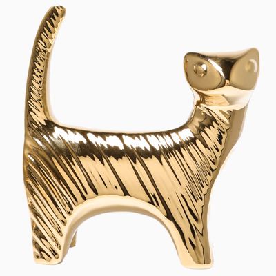 Golden Animal Figurines Small Ceramic Statuette Decorative Home Decor Crafts and Gifts (Kitten)
