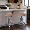 BOKKOLIK Industrial Bar Stools Swivel Pu Seat Vintage Kitchen Island Counter Stool 23-33inch Height Adjustable Rustic Shop Chair (Set of 2) view 2