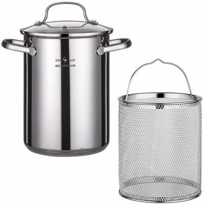 UPKOCH Stainless Steel Stock Pot with Strainer Turkey Fryer Pot, Deep Fryers with Frying Basket for Outdoor Cooking and Home Brewing