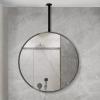 DMCHENGMA Ceiling Decorative Glass Mirrors Round Hanging Wall Mirror, Black Metal Frame Mirror with Boom(Boom can be Customized), for Bathroom Living Room Hallway Floating Mirrors view 1