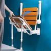 Wall-Mounted Foldable Shower Seat Bathroom Stool Folding Wall Mounted Shower Seat with Adjustable Legs/Backrest and Padded Armrests for Home, Bathroom view 3