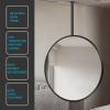 Ceiling Hanging Floating Bathroom Mirror, Round Metal Frame and Ceiling Mounted Boom (Boom can be customized) for Bath Living Room Bedroom Suspended Horizontal Mirror ( Size : Diameter-60CM/23.6INCH ) view 3
