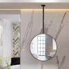 DMCHENGMA Black Metal Framed and Boom Round Mirrors (Boom can be Customized) for Bathrooms Bedrooms Dressers and Modern Theme Dcor Mirrors (Size : Diameter-60CM/23.6INCH) view 1