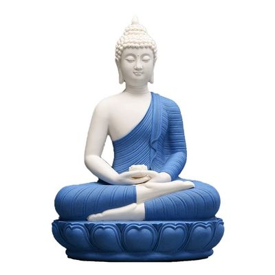 MOMOJIA Buddha Statue for Zen Decor, 12/14" Ceramics Buddha Statue Large Buddah Statute for Spiritual Room Decor Feng Shui Decor for Peace and Harmony 30/35cm (Color : Blue, Size : 35CM)