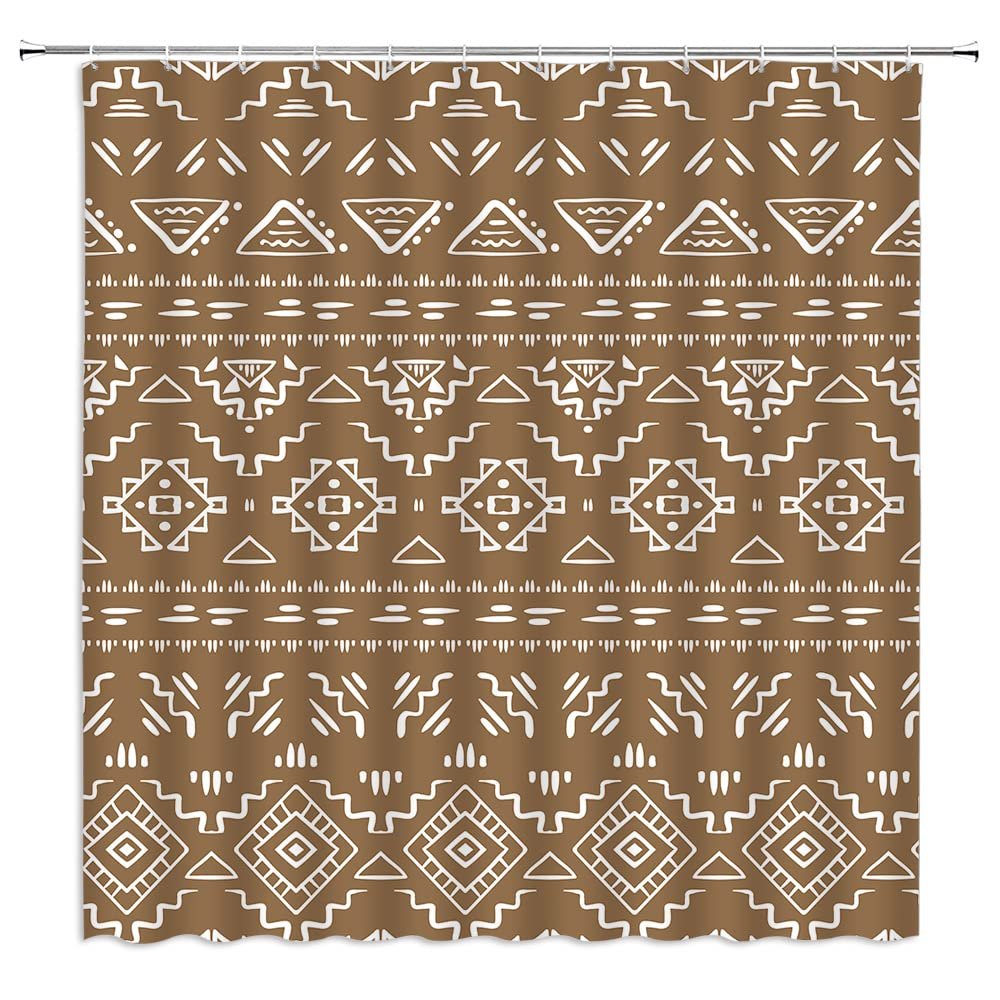 ABONAN Black White Boho Shower Curtain Black White Geometric Modern Farmhouse Tribal Retro Western Aztec Abstract Mid Century Art Fabric Bathroom Curtains Decor Set with Hook(180" Wx70 H)