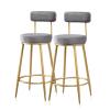 Kitchen Breakfast Bar Stools, Counter Height High Stools with Back Footrest, Modern Velvet Padded BarStool 25in Sitting height-Grey view 1
