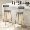Kitchen Breakfast Bar Stools, Counter Height High Stools with Back Footrest, Modern Velvet Padded BarStool 25in Sitting height-Grey view 2