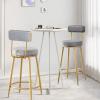 Kitchen Breakfast Bar Stools, Counter Height High Stools with Back Footrest, Modern Velvet Padded BarStool 25in Sitting height-Grey view 4
