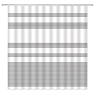 ABONAN Striped Shower Curtain Black and White Stripes Modern Simple Boho Fabric Bathroom Curtains Decor Set with Hook(67" Wx70 H)