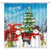 ABONAN Merry Christmas Shower Curtain Snowman Santa Claus Red Truck Xmas Tree Gift Holiday Winter Forest Fabric Bathroom Curtains Decor Set with Hook(67" Wx70 H) view 1