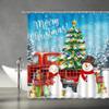 ABONAN Merry Christmas Shower Curtain Snowman Santa Claus Red Truck Xmas Tree Gift Holiday Winter Forest Fabric Bathroom Curtains Decor Set with Hook(67" Wx70 H) view 2