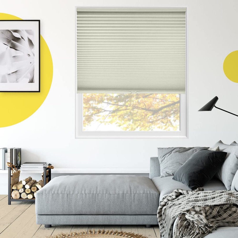 YELLOW BLINDS Cellular Shades, Window Blinds for Room, Window Coverings for Home Decor Series, Chinchilla Grey(Blockout), 45.25" W x 48" H