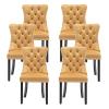 Kiztir Velvet Dining Chairs Set of 6, Upholstered Dining Room Chairs with Ring Pull Trim and Button Back, Luxury Tufted Dining Chairs for Living Room, Bedroom, Kitchen (Gold) view 1