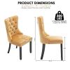 Kiztir Velvet Dining Chairs Set of 6, Upholstered Dining Room Chairs with Ring Pull Trim and Button Back, Luxury Tufted Dining Chairs for Living Room, Bedroom, Kitchen (Gold) view 3