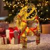15.7" Lighted Christmas Straw Goat Home Decor Swedish Scandinavian Yule Style Decorative Handmade Ornaments with LED Light for Indoor Christmas Home Kitchen Bedroom Decor view 1