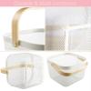 AJIODA 3 Pack Metal Mesh Steel Basket, Storage Organizer Basket Multi-function Hanging Kitchen Baskets Fruit Basket Bin with Wood Handle for Kitchen Bathroom Picnic Cabinet Home Decor, 3PCS-White view 4
