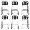 CraftThink Counter Stool, Scandinavian Plastic Rattan Bar Stool Armed Bucket Stool with Metal Legs for Shop bar Home- Set of 6 Black Short Stool(22" H) view 1