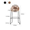 CraftThink Counter Stool, Scandinavian Plastic Rattan Bar Stool Armed Bucket Stool with Metal Legs for Shop bar Home- Set of 6 Black Short Stool(22" H) view 3