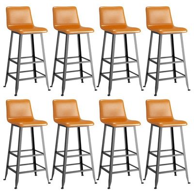 CraftThink Counter Stool, Faux Leather Footrest Bar Stools Low Back Armless Barstool with 4 Iron Legs for Shop bar Home- 8 Pieces Counter Stool(26" H) Orange