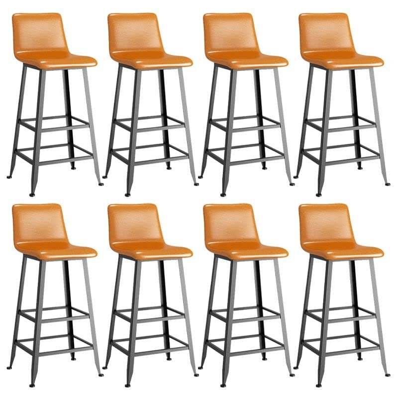 CraftThink Counter Stool, Faux Leather Footrest Bar Stools Low Back Armless Barstool with 4 Iron Legs for Shop bar Home- 8 Pieces Counter Stool(26" H) Orange