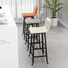 CraftThink Counter Stool, Faux Leather Footrest Bar Stools Low Back Armless Barstool with 4 Iron Legs for Shop bar Home- 8 Pieces Counter Stool(26" H) Orange view 2