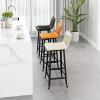 CraftThink Counter Stool, Faux Leather Footrest Bar Stools Low Back Armless Barstool with 4 Iron Legs for Shop bar Home- 6 Pieces Counter Stool(30" H) Orange view 2