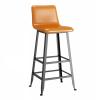 CraftThink Counter Stool, Faux Leather Footrest Bar Stools Low Back Armless Barstool with 4 Iron Legs for Shop bar Home- 6 Pieces Counter Stool(30" H) Orange view 4