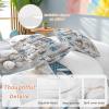 Beach Queen Duvet Cover Set,Washed Soft Microfiber Bed Comforter Duvet+Cover Sets with Ties/Zipper,Summer Sailboat Lighthouse Seastar Patchwork Bedding Quilt Duvet Covers with 2 Pillow Cases for Girls view 2