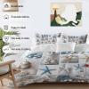 Beach Queen Duvet Cover Set,Washed Soft Microfiber Bed Comforter Duvet+Cover Sets with Ties/Zipper,Summer Sailboat Lighthouse Seastar Patchwork Bedding Quilt Duvet Covers with 2 Pillow Cases for Girls view 3