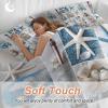 Beach Queen Duvet Cover Set,Washed Soft Microfiber Bed Comforter Duvet+Cover Sets with Ties/Zipper,Summer Sailboat Lighthouse Seastar Patchwork Bedding Quilt Duvet Covers with 2 Pillow Cases for Girls view 4