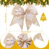 Panelee 12 Pieces Burlap Bow Christmas Wreath Bow 6 x 6 Inch Burlap Bow Knot Snowflake Burlap Bow Christmas Tree Ornaments Craft Bows for Rustic Farmhouse Xmas Birthday Party (Yellow, Snowflake) view 2