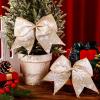 Panelee 12 Pieces Burlap Bow Christmas Wreath Bow 6 x 6 Inch Burlap Bow Knot Snowflake Burlap Bow Christmas Tree Ornaments Craft Bows for Rustic Farmhouse Xmas Birthday Party (Yellow, Snowflake) view 3