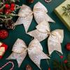 Panelee 12 Pieces Burlap Bow Christmas Wreath Bow 6 x 6 Inch Burlap Bow Knot Snowflake Burlap Bow Christmas Tree Ornaments Craft Bows for Rustic Farmhouse Xmas Birthday Party (Yellow, Snowflake) view 4