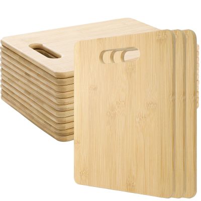 Bamboo Chopping Board Set of 12 with Handles - Thick Wooden Boards for Kitchen & Dining - Bulk Plain Bamboo Boards for Engraving & Cooking - Regular
