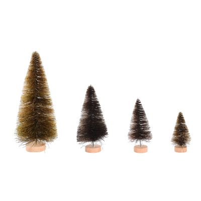 DCQRY 16Pcs Artificial Mini Christmas Tree Sisal Trees with Wooden Base Bottle Brush Christmas Trees Xmas Tabletop Trees for Home Kitchen Christmas Party Decoration