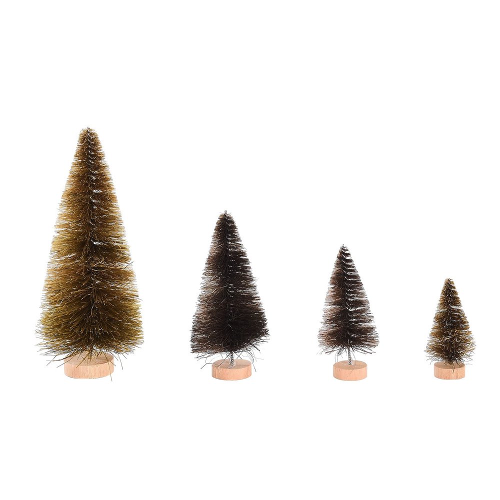DCQRY 16Pcs Artificial Mini Christmas Tree Sisal Trees with Wooden Base Bottle Brush Christmas Trees Xmas Tabletop Trees for Home Kitchen Christmas Party Decoration