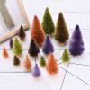 DCQRY 16Pcs Artificial Mini Christmas Tree Sisal Trees with Wooden Base Bottle Brush Christmas Trees Xmas Tabletop Trees for Home Kitchen Christmas Party Decoration view 3