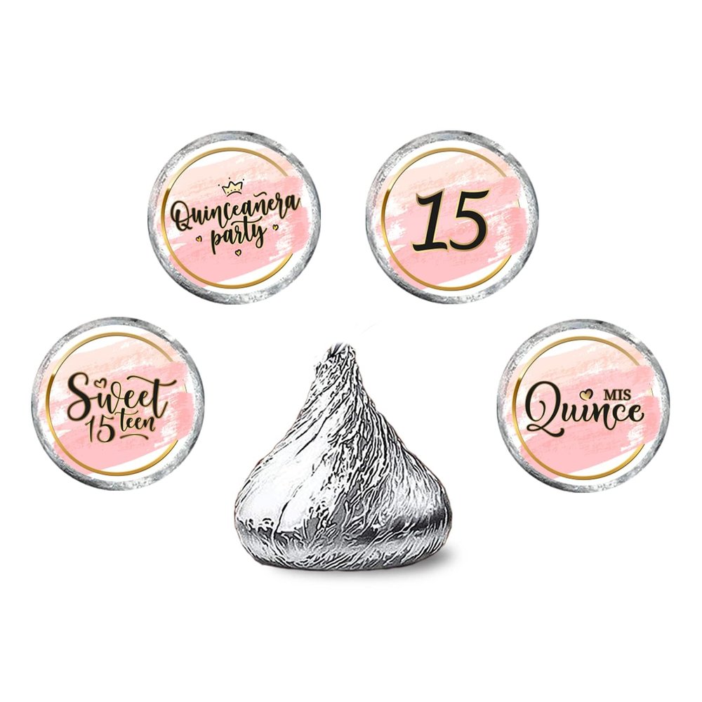 Quinceanera Sweet 15 Round Candy Sticker -Mis Quince Party Favors Sticker Labels Fit Chocolate Candy  160 Pieces