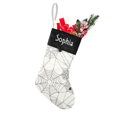 SunFancyCustom Spider Webs Halloween Pattern Christmas Stockings Personalized Holiday Xmas Party Gift Bag Socks Home Decor 17.52 x 7.87 Inch