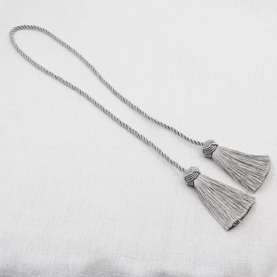 1Pc Room Accessories Tassel Curtain Tieback Fringe Handmade Curtain Tie Backs Hanging Ball Buckle Rope Curtains Holder Bandage,Silver