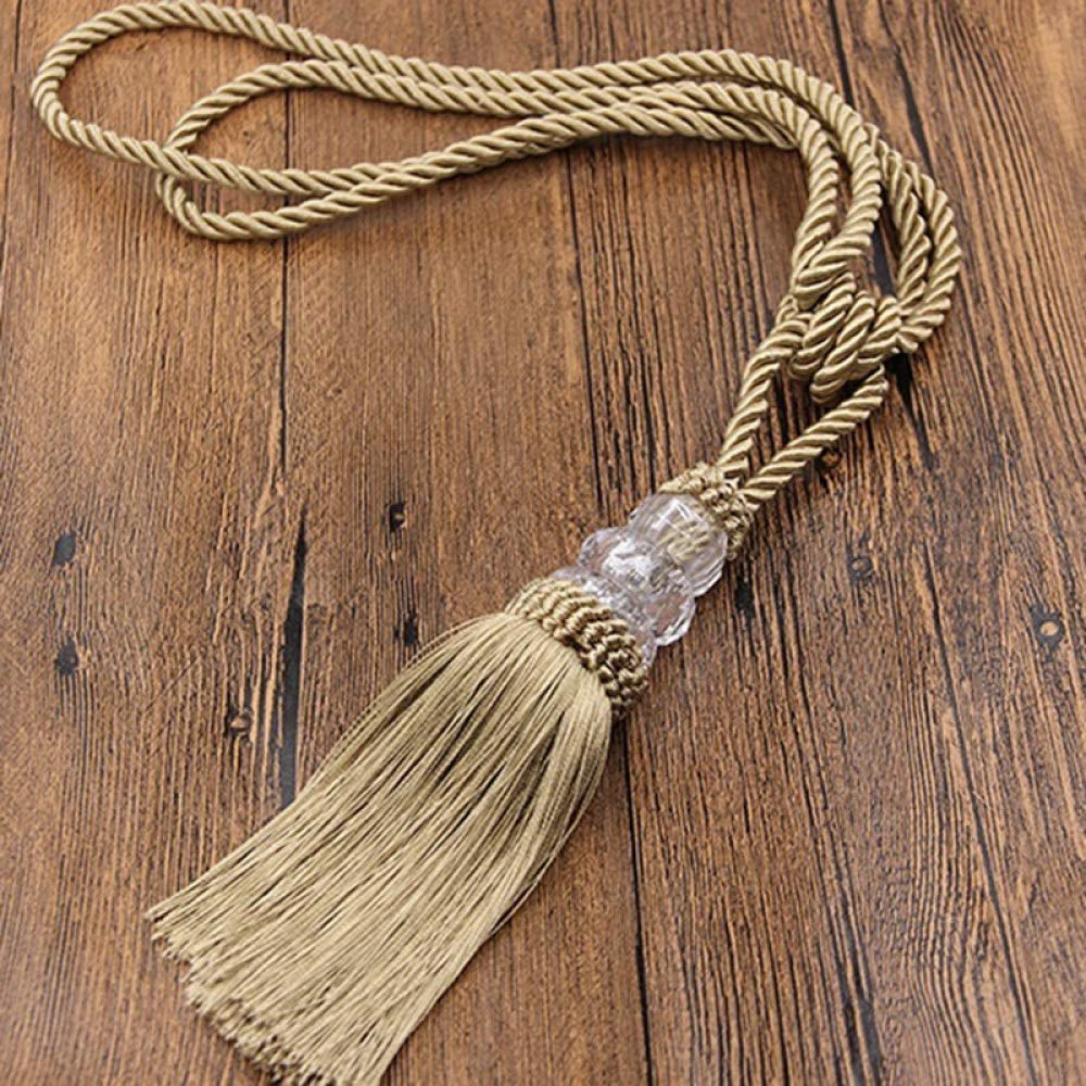 2Pcs Curtain Tieback Tassel Crystal Beaded Hanging Rope Tie Home Decor Gold Curtains Cord Holder Buckle Bandage Room Accessories,Gold,4pcs