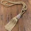 2Pcs Curtain Tieback Tassel Crystal Beaded Hanging Rope Tie Home Decor Gold Curtains Cord Holder Buckle Bandage Room Accessories,Gold,4pcs view 1