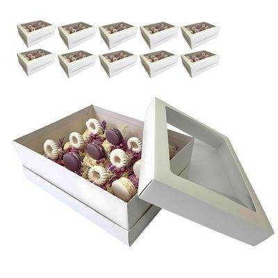 Olbaa Premium 10-Pack Tall Cupcake Boxes with Window - Holds 12 Tall Cupcakes (Up to 4 Inches) - Strong & Stylish Cupcake Carrier - Fully Opens into Serving Tray