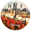 Chicago City Scene Clocks 15 Inch, Landscape Artwork Modern Office Decor for Men Non Ticking Round Arabic Numbers Clock for Home Living Room Office Decoration view 1
