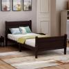 AYTTPG Twin Size Wood Platform Bed, Twin Bed Frame, Mattress Foundation, Sleigh Bed with Headboard and Footboard, 10 Sturdy Wood Slats Support, Weight Capacity 200 lbs, No Box Spring Needed, Espresso view 1