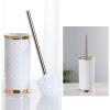 Toilet Brush and Holder Toilet Brush Glossy Ceramic Toilet Brush With Stand Toilet Brush Design Toilet Brush Household Bathroom Cleaning No Dead Toilet Brush Set White Deep Cleaning Every Corner view 3