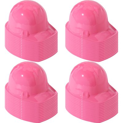 Sumind 48 Packs Construction Party Hats Kids Plastic Worker Helmet Bulk Toy for 3-8 Years Children Dress up Party Supplies (Pink)