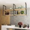 Hanging Ceiling Shelf, Nordic Iron Solid Wood 2 Tier Modern Floating Shelves, Wine Bottle Plants Display Shelf, for Display Books, Red Wine, Storage & Decor Hanging Shelf, 4 Sizes view 4