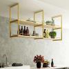 Ceiling Shelf, Nordic Iron Solid Wood 2 Tier Ceiling Mounted Storage Rack, Hanging Shelf with Guardrail, Bar Ceiling Hanging Decorative Storage Rack (Size : 140 * 30 * 80cm) view 3
